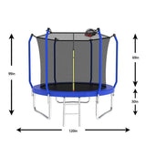 10FT Blue Sports Backyard ASTM Approval Outdoor Trampoline - MERSCO SPORTS