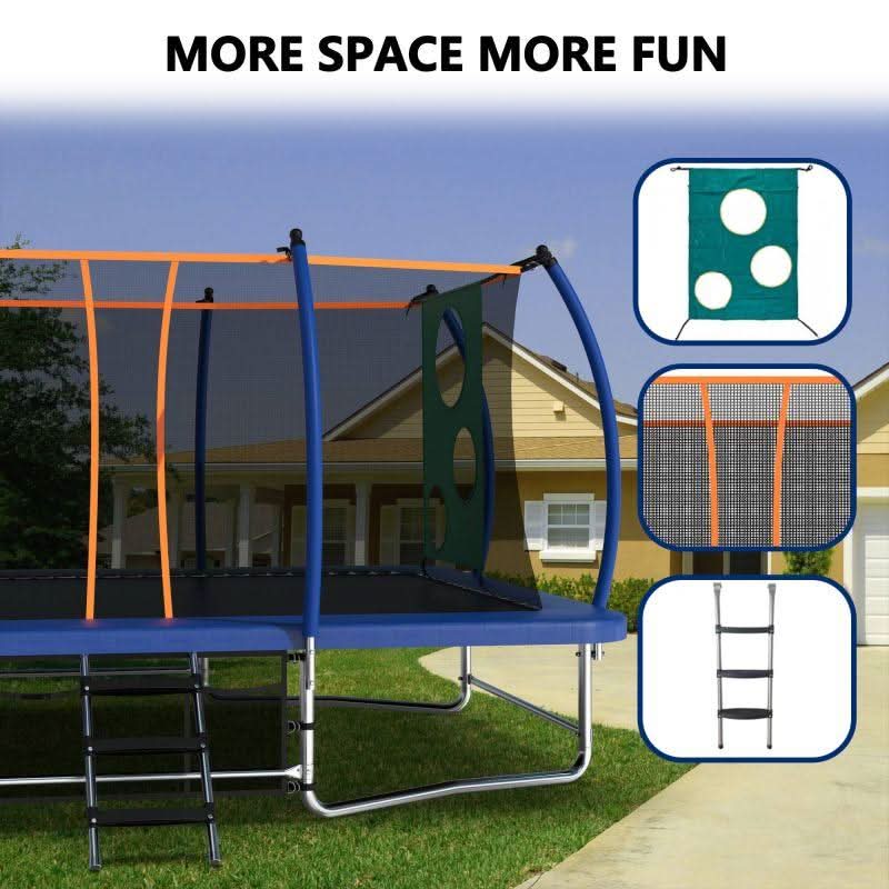 10X16FT Blue Rectangle Trampoline for children and adults with Safety net - MERSCO SPORTS