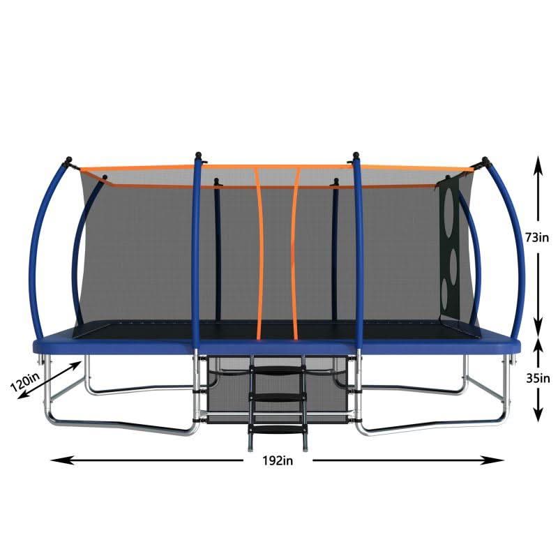 10X16FT Blue Rectangle Trampoline for children and adults with Safety net - MERSCO SPORTS