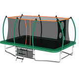 10X16FT Green Rectangle Trampoline with Basketball Hoop for Backyard - MERSCO SPORTS