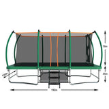 10X16FT Green Rectangle Trampoline with Basketball Hoop for Backyard - MERSCO SPORTS