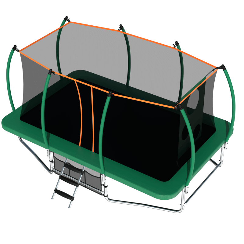 10X16FT Green Rectangle Trampoline with Basketball Hoop for Backyard - MERSCO SPORTS