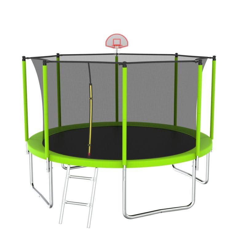 12FT Green Large Trampoline with Enclosure Net For Kids&Adults - MERSCO SPORTS