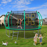 12FT New Design Green&Black Round Garden Trampoline for Children - MERSCO SPORTS