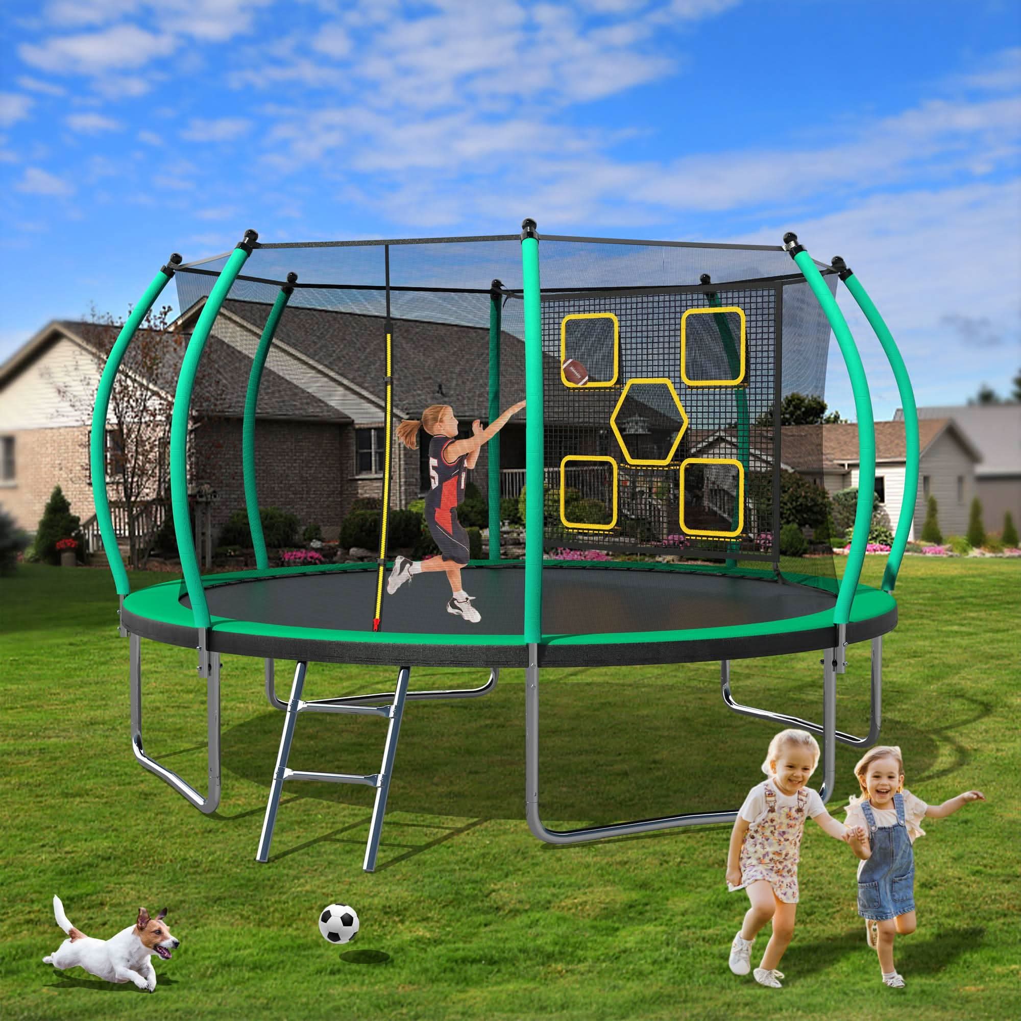 12FT New Design Green&Black Round Garden Trampoline for Children - MERSCO SPORTS