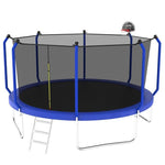 14FT Blue Recreational Trampolines for Kids With Ladder&Hoop - MERSCO SPORTS