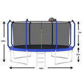 14FT Blue Recreational Trampolines for Kids With Ladder&Hoop - MERSCO SPORTS