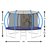 14FT New Design Blue&Black Backyard Trampoline With Enclosure - MERSCO SPORTS