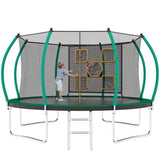 14FT New Design Green&Black Trampoline with Safety Enclosure Net - MERSCO SPORTS
