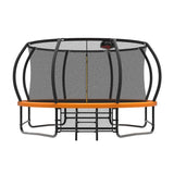 14FT Orange Pumpkin Outdoor Trampoline with Basketball Hoop,Enclosure & Storage Bag
