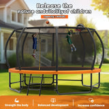 14FT Orange Pumpkin Outdoor Trampoline with Basketball Hoop,Enclosure & Storage Bag