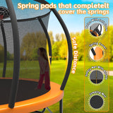 14FT Orange Pumpkin Outdoor Trampoline with Basketball Hoop,Enclosure & Storage Bag