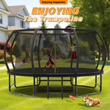 14FT Black 1400lbs Loading Large Trampoline,Birthday & Children's Gifts for Boys Girls