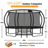 14FT Black 1400lbs Loading Large Trampoline,Birthday & Children's Gifts for Boys Girls