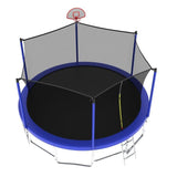 15FT Blue Outdoor Trampoline for Kids with Non-Slip Ladder for Children - MERSCO SPORTS