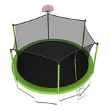 15FT Green Recreational Trampoline For Family with Enclosure Net - MERSCO SPORTS