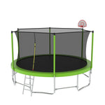 15FT Green Recreational Trampoline For Family with Enclosure Net - MERSCO SPORTS