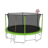 15FT Green Recreational Trampoline For Family with Enclosure Net - MERSCO SPORTS