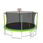 15FT Green Recreational Trampoline For Family with Enclosure Net - MERSCO SPORTS