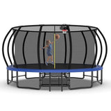 16FT Blue Trampoline for Kids and Adult with Enclosure Net & Ladder - MERSCO SPORTS