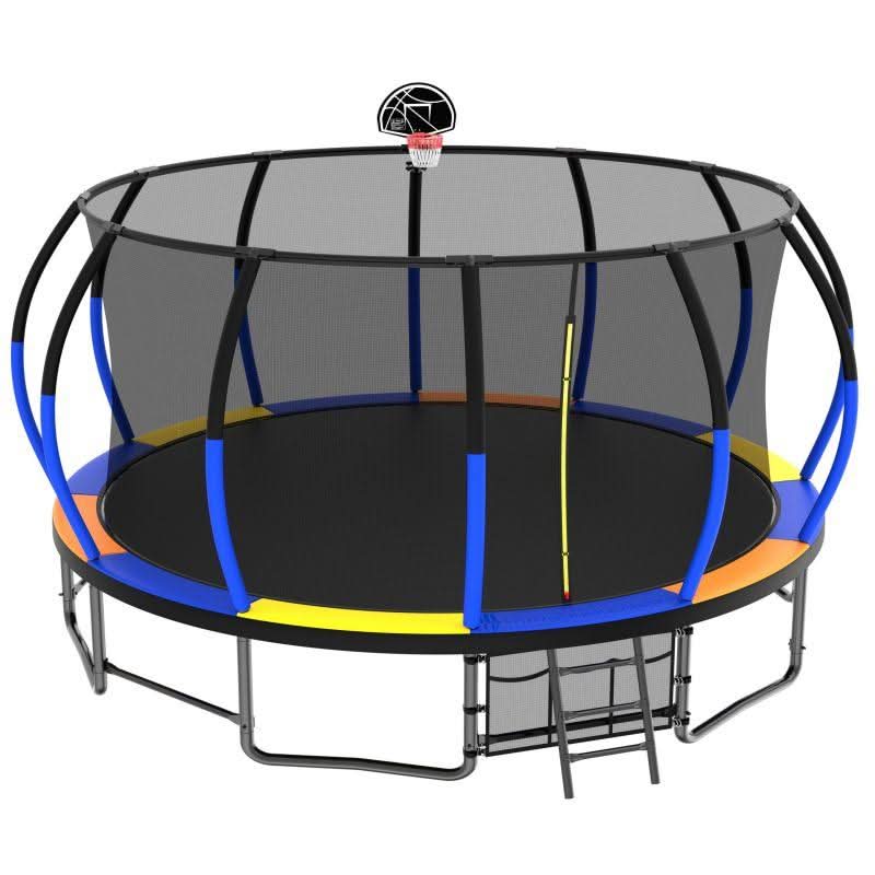 16FT Colorful Heavy Duty Recreational Trampoline For Family - MERSCO SPORTS