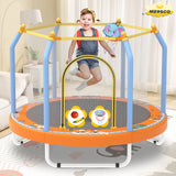 Mersco 55inch Toddler Trampoline, Mini Trampoline for Kids with Enclosure and Basketball Hoop, Birthday Gifts
