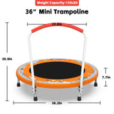 36" Orange Mini Trampoline for Toddlers
