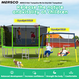 Mersco 14FT Heavy Duty Trampoline with Enclosure Net & Swing Set Outdoor Big Trampoline for Backyard,Kids Trampoline with Basketball Hoop,1320LBS Capacity,Birthday & Holiday Gifts for Kids,Green