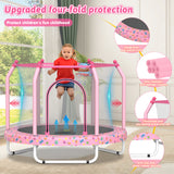 Mersco 55inch Toddler Trampoline, Mini Trampoline for Kids with Enclosure and Basketball Hoop, Birthday Gifts, Pink