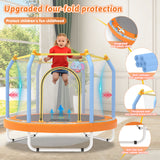 Mersco 55inch Toddler Trampoline, Mini Trampoline for Kids with Enclosure and Basketball Hoop, Birthday Gifts