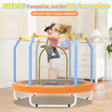 Mersco 55inch Toddler Trampoline, Mini Trampoline for Kids with Enclosure and Basketball Hoop, Birthday Gifts