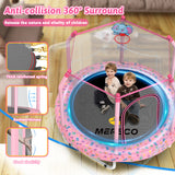 Mersco 55inch Toddler Trampoline, Mini Trampoline for Kids with Enclosure and Basketball Hoop, Birthday Gifts, Pink