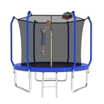 8FT Blue Playground Regular Trampoline With Ladder&Basketball Hoop - MERSCO SPORTS