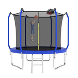 8FT Blue Playground Regular Trampoline With Ladder&Basketball Hoop - MERSCO SPORTS