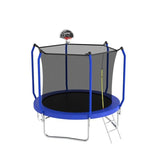 8FT Blue Playground Regular Trampoline With Ladder&Basketball Hoop - MERSCO SPORTS