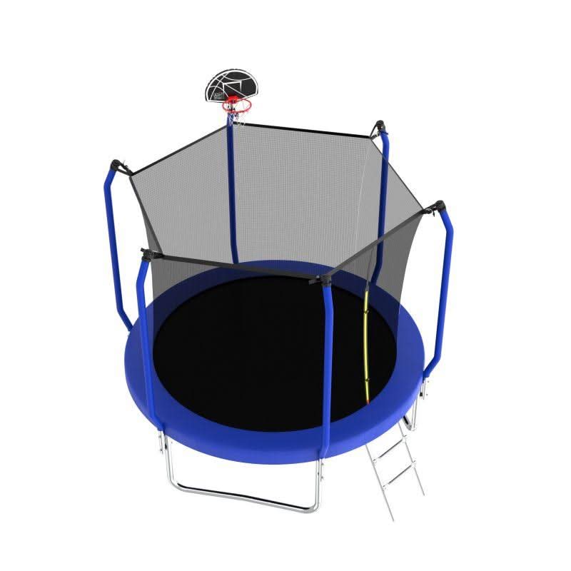 8FT Blue Playground Regular Trampoline With Ladder&Basketball Hoop - MERSCO SPORTS