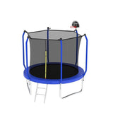 8FT Blue Playground Regular Trampoline With Ladder&Basketball Hoop - MERSCO SPORTS