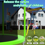 Mersco 14FT Heavy Duty Trampoline with Enclosure Net & Swing Set Outdoor Big Trampoline for Backyard,Kids Trampoline with Basketball Hoop,1320LBS Capacity,Birthday & Holiday Gifts for Kids,Green