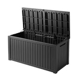 CIRUI 180 Gallon Double-Wall Resin Deck Box - Lockable Waterproof Outdoor Storage Box, 1000lbs Capacity & Doubles as Seating for Patio Furniture - Garden Tools, Pool Accessories (Black)