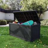 CIRUI 180 Gallon Double-Wall Resin Deck Box - Lockable Waterproof Outdoor Storage Box, 1000lbs Capacity & Doubles as Seating for Patio Furniture - Garden Tools, Pool Accessories (Black)