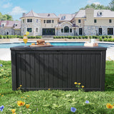 CIRUI 180 Gallon Double-Wall Resin Deck Box - Lockable Waterproof Outdoor Storage Box, 1000lbs Capacity & Doubles as Seating for Patio Furniture - Garden Tools, Pool Accessories (Black)
