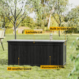CIRUI 230 Gallon Double-Wall Resin Deck Box - Lockable Waterproof Outdoor Storage Box, 1000lbs Capacity & Doubles as Seating for Patio Furniture - Garden Tools, Pool Accessories (Black)