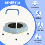 Blue Print Small Trampoline for Kids with Handle(FOB) - MERSCO SPORTS