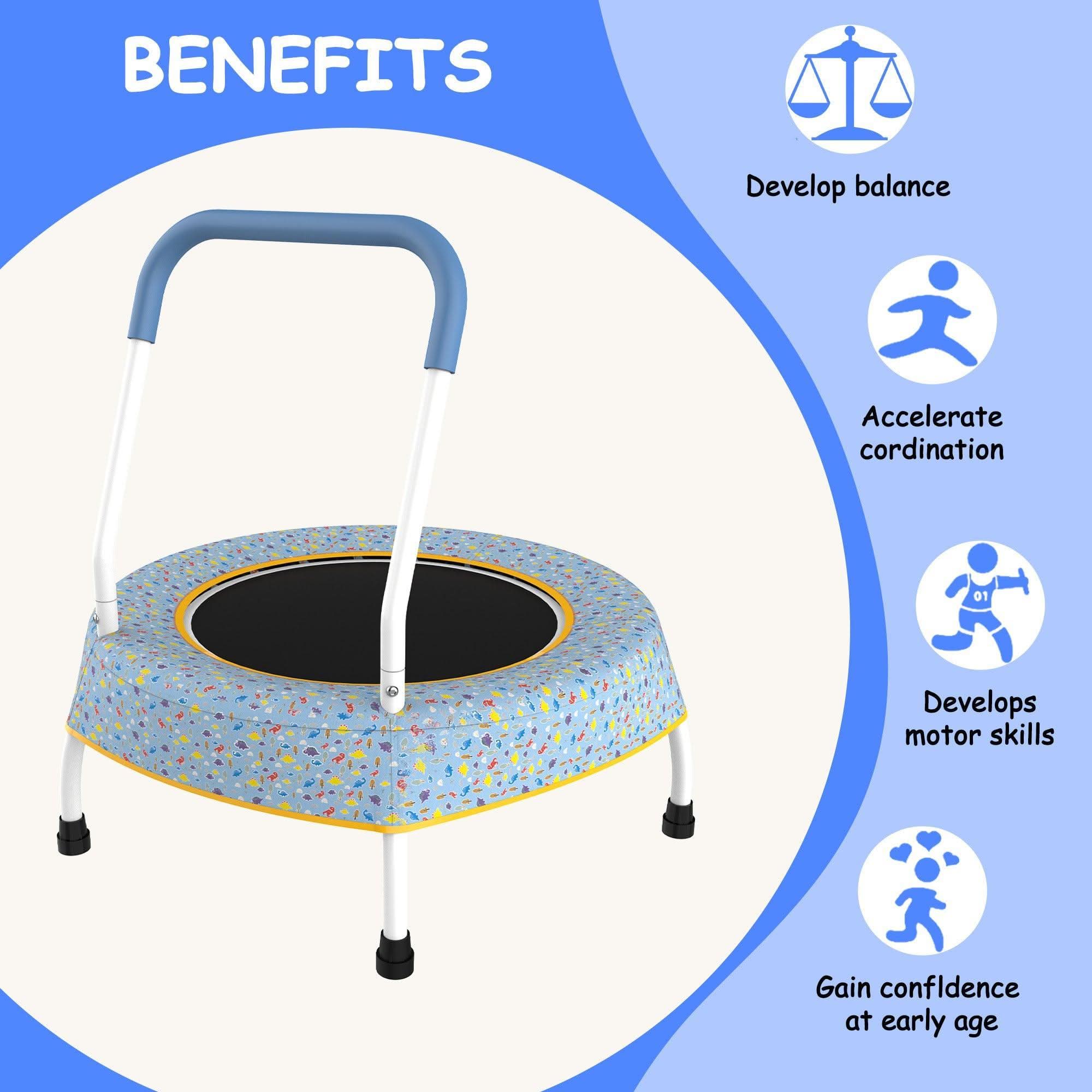 Blue Print Small Trampoline for Kids with Handle(FOB) - MERSCO SPORTS