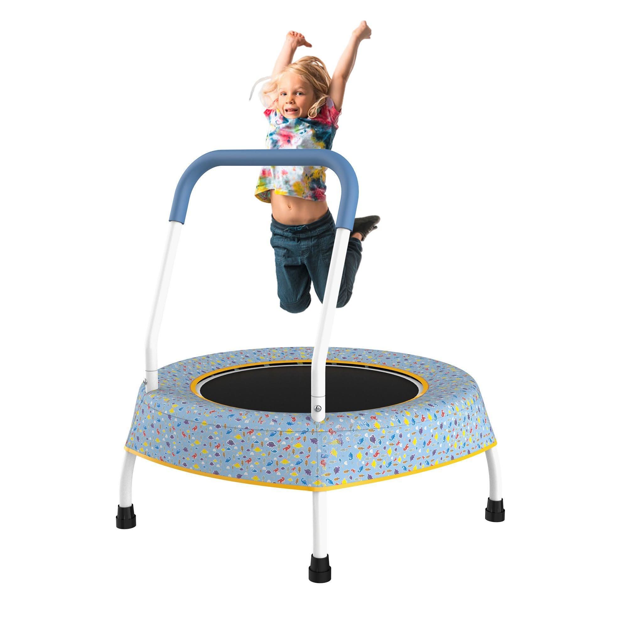 Blue Print Small Trampoline for Kids with Handle(FOB) - MERSCO SPORTS