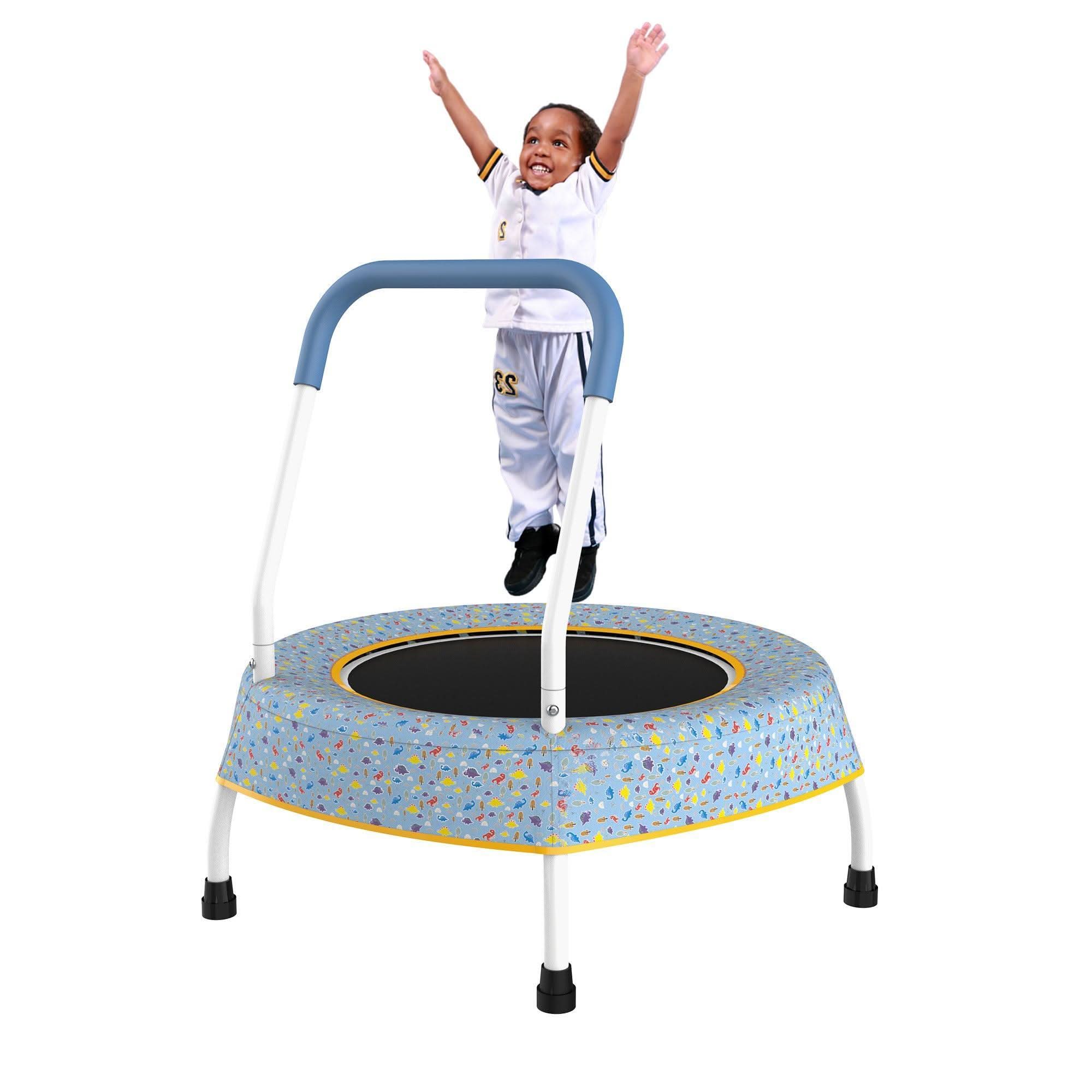 Blue Print Small Trampoline for Kids with Handle(FOB) - MERSCO SPORTS