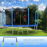 Trampolín deportivo resistente de 12 pies de color azul con aro de baloncesto para divertirse
