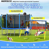 Trampolín deportivo resistente de 12 pies de color azul con aro de baloncesto para divertirse