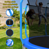 Trampolín deportivo resistente de 12 pies de color azul con aro de baloncesto para divertirse
