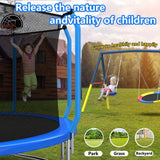 Trampolín deportivo resistente de 12 pies de color azul con aro de baloncesto para divertirse